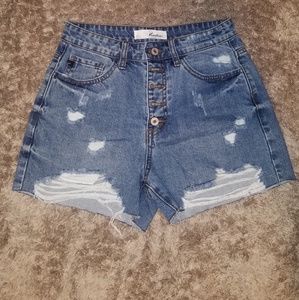 Distressed high waisted shorts
